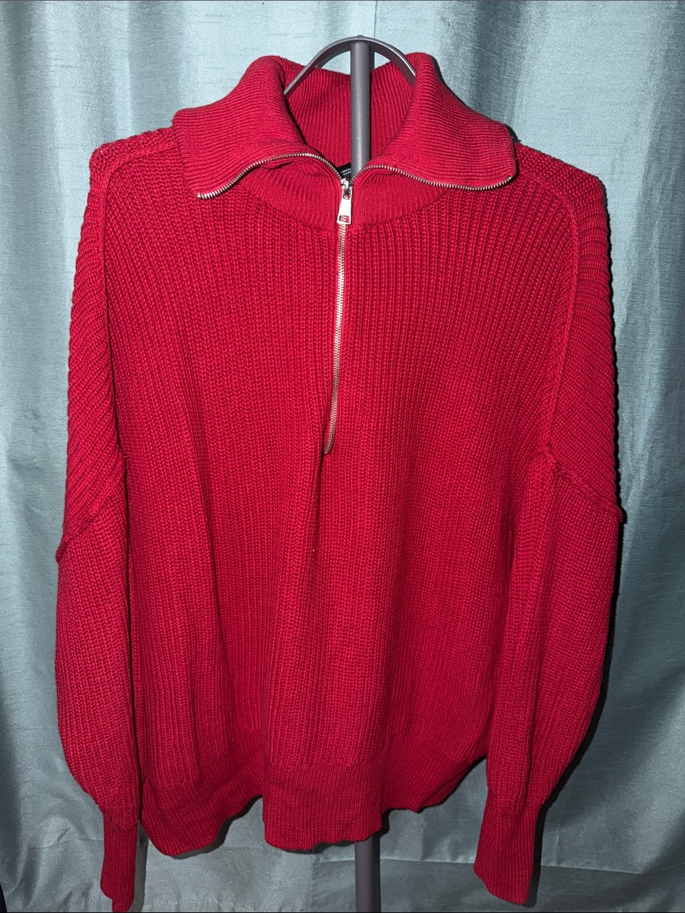 Torrid Red Quarter Zip Ribbed Sweater (size 0)